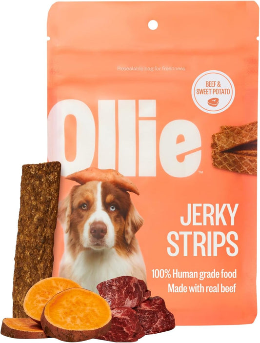 Ollie Beef & Sweet Potato Jerky Dog Treats, 5 oz Pack of 1, All Natural, Healthy Snacks, Made with Real Meat, Human Grade, for Dogs