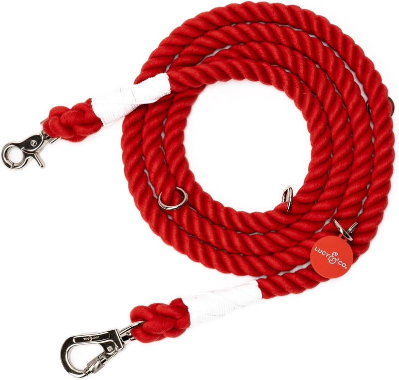 The Lucy & Co. Hands-Free 6-in-1 Rope Leash Bright Red