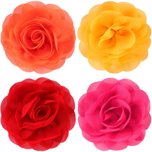 WILLBOND 4 Pieces Dog Flower Bow Collar Multicolored Pet Bow Collar Dog Charms Flower Set for Puppy Cat Pet Grooming Accessories(Red, Bright Pink, Bright Yellow, Orange Pink)