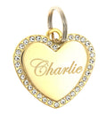 Yippo Accessories Custom Engraved Personalized Gold-Plated Medium Heart Rhinestones Pet Jewelry ID Tag for Casual Use