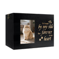 RINVEE Pet Urns for Cats or Dogs Ashes with Photo Frame, Wooden Memory Box for Keepsakes with Black Flannel as Lining, Cat Memorials Cremation Urns for Ashes(Black Medium)