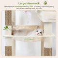 Globlazer Extra Large Platform Cat Tree, 65in Tall Sturdy Cat Tree for Indoor Cats Large Adult, Big Cat Tower for Big Cats with 3 Enlarged Perches, 6 Scratching Posts, Cat Condo, Hammock, S65, Beige