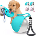 TRYQTYL Dog Water Bottle, 10oz Stainless Steel Portable Dog Water Bottle with Foldable Silicone Bowl, 2-in-1 Portable Dog Water Bowl for Water & Food, Water Dispenser for Dogs Walking (Blue)