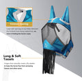 Harrison Howard CareMaster Horse Fly Mask with Ears and Nose Fringe Fly Protector Defender Mask Sky Blue Full Size