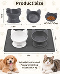 WinTour 2 Pack Elevated Cat Bowls with Food Mat, 15° Tilted Non-Slip Raised