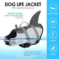 AOFITEE Dog Life Jacket, Shark Dog Life Vest for Swimming Boating, High Flotation Pet Lifesaver with Rescue Handle, Reflective French Bulldog Lifejacket, Swim Vest for Small Medium Large Dogs, M