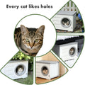 WOWOTOZN Outdoor Cat House Weatherproof, Insulated Heavy-Duty Plastic Feral Cat Shelter, Elevated Stackable Cat House for All Seasons Indoor Outdoor with Cozy Cushion (Grey and White)