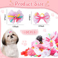 Chumia 100 Pcs Dog Hair Bows with Rubber Band for Small Dogs Puppy Hair Accessories Grooming Bows Pet Bowknot for Cat Poodle Shih Tzu(Classic)