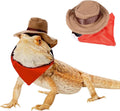 Bearded Dragon Cowboy Costume - Adjustable Lizard Cowboy Hat and Bandana Scarf Reptile Halloween Costume Photo Props for