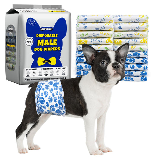 Dono Dog Diapers Male, Disposable Male Dog Wraps 60ct, Ultra Absorbent Doggie Diapers, Rapid-Dry Leak-Proof Puppy Diapers, Wetness Indicator Excitable Urination Incontinence, Small