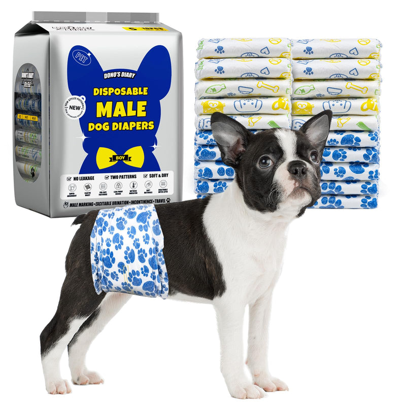 Dono Dog Diapers Male, Disposable Male Dog Wraps 60ct, Ultra Absorbent Doggie Diapers, Rapid-Dry Leak-Proof Puppy Diapers, Wetness Indicator Excitable Urination Incontinence, Small