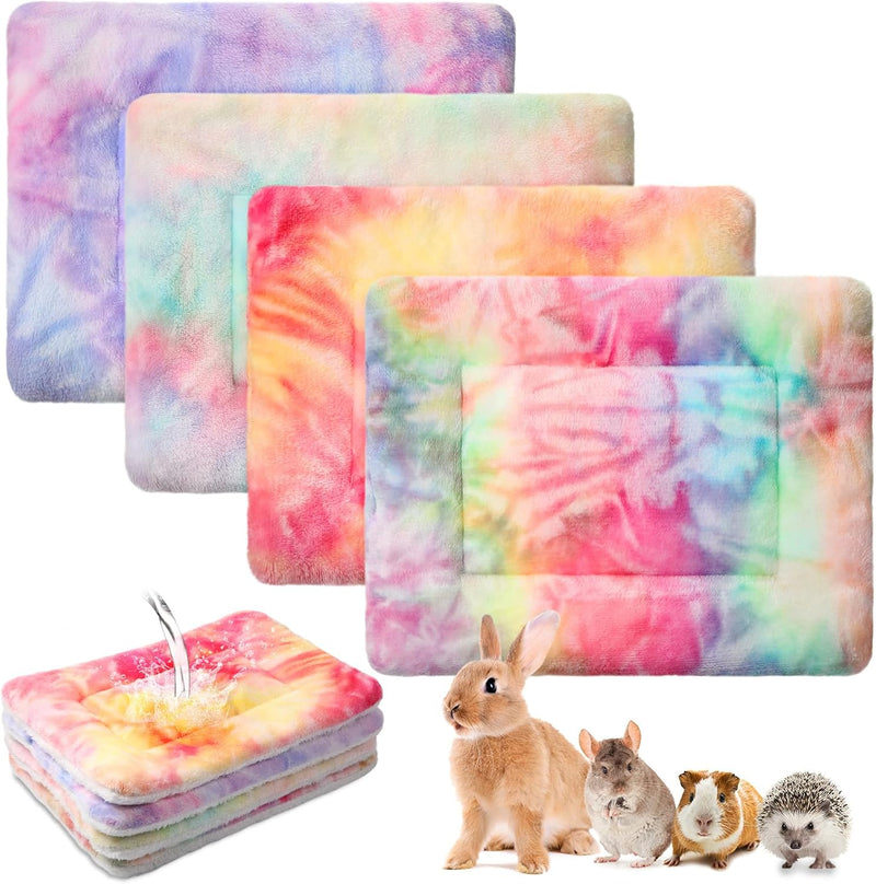 Haull 4 Pcs Waterproof Guinea Pig Bedding Mat, Tie Dyed, 13 x 10