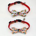 Casidoxi 2 Pcs Rainbow Cat Collar Breakaway with Bell, Pride Cat Bow Tie Collars for LGBT Pride Month Cats Puppy Pride Apparel
