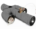 Ownpets Cat Tunnel Large 12 inch Diameter Sturdy Oxford Fabric Cat Tunnel Toy, Cactus Shape Collapsible Cat Tunnels for Indoor Cats,Interactive Peek Hole Pet Tunnel Tube with Cat Wand Toy