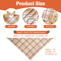 Fall Dog Bandanas Large 3PCS, Plaid Stripe Thanksgiving Scarf