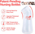 Xuanda Pet Feeding Bottle,3 Pack Wide Mouth Angled Nursing Bottle, 3 Sizes Nipples with Ventilation Valve Resistant Tearing Perfect for Puppies, Kittens, Small Wildlife(Pink)