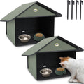 Dreyoo Outdoor Cat Feeding Station for Food & Water, Weatherproof Outdoor Kitty Dining Room Cat Shelter for Stray, Feral