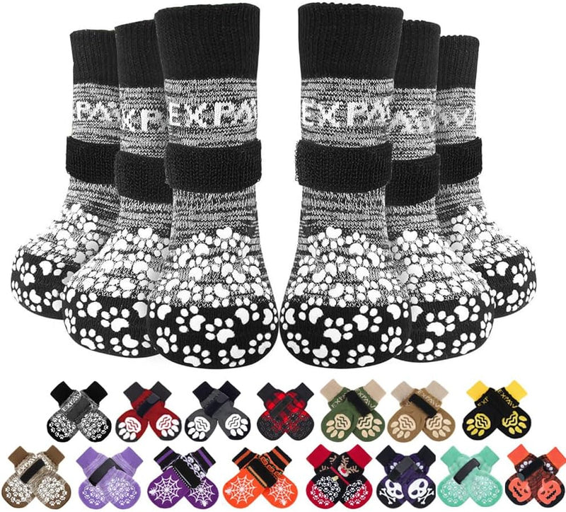 EXPAWLORER 6Pcs Anti-Slip Dog Socks to Prevent Licking Paws,Dog Shoes for Hot Pavement,Dog Booties Traction Control on H