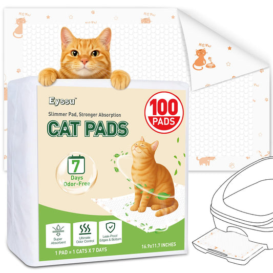 Eyssu Litter Pads Compatible with Breeze Litter Box System, 100ct Super Absorbent Pee Pads for Cats, Odor Control Cat Pads Refills 16.9 X 11.7 Inch, Unscented