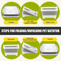 9L Small Puppy Kitten Bath Tub: 12IN Collapsible Tiny Dog Cat Shower Tub