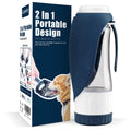Uppetly Dog Water Bottle, Pet Water Bottle with Food Container and Drinking Feeder, Leak Proof, BPA-Free, Portable Foldable Puppy Water Cup Dispenser for Outdoor Walking, Travel, Small Dark Blue