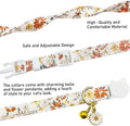 2 Pack Cotton Breakaway Cat Collars Set with Bell and Flower Pendant, Cute Floral Fruit Patterned, Adjustable 7.5-11Inch