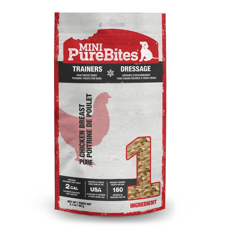 PureBites Mini Chicken Breast Freeze Dried Dog Treats, 1 Ingredient, Made in USA, 2.1oz