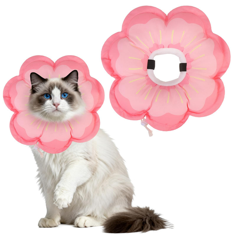 EXPAWLORER Cat Cone Collar Soft, Cat E Collar Recovery After Surgery to Stop Licking, Adjustable Waterproof Cute Neck Elizabethan Pet Kitten Puppy Donut Pillow for Cats Puppy Wound Healing, PinkM