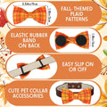 Sweetude 30 Fall Plaid Dog Collar Bow Ties Bulk Autumn Dog Bowtie Thanksgiving Puppy Accessories Bows Detachable Collar 