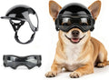 Extra Small Dog Helmet and Goggles Set - UV Protection Doggy Sunglasses, Pet Motorcycle Helmet with Ear Holes, Protect P