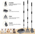 Dog Pooper Scooper, Dog Poop Tray and Rake Set with Long Stainless Handles