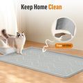 Bartuke Silicone Cat Litter Mat, 46" x 32" Extra Large Cat Litter Box Mat Litter Trapping Mat for Scatter Control, Waterproof, Soft on Kitty Paws, Clean Floor (Grey)