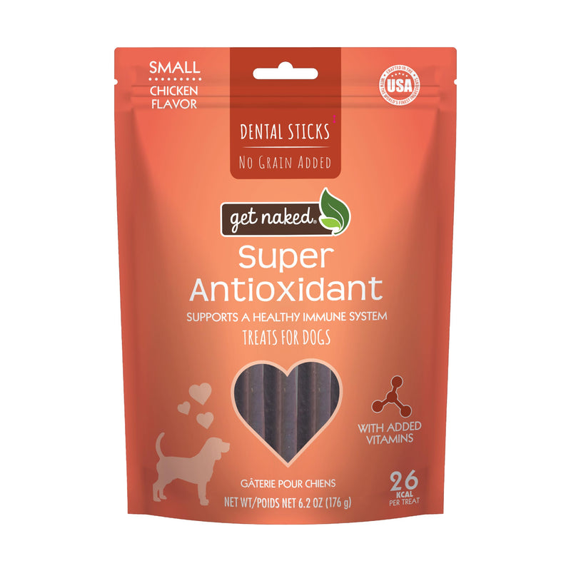 Get Naked Grain Free 1 Pouch 6.2 Oz Super Antioxidant Dental Chew Sticks, Small