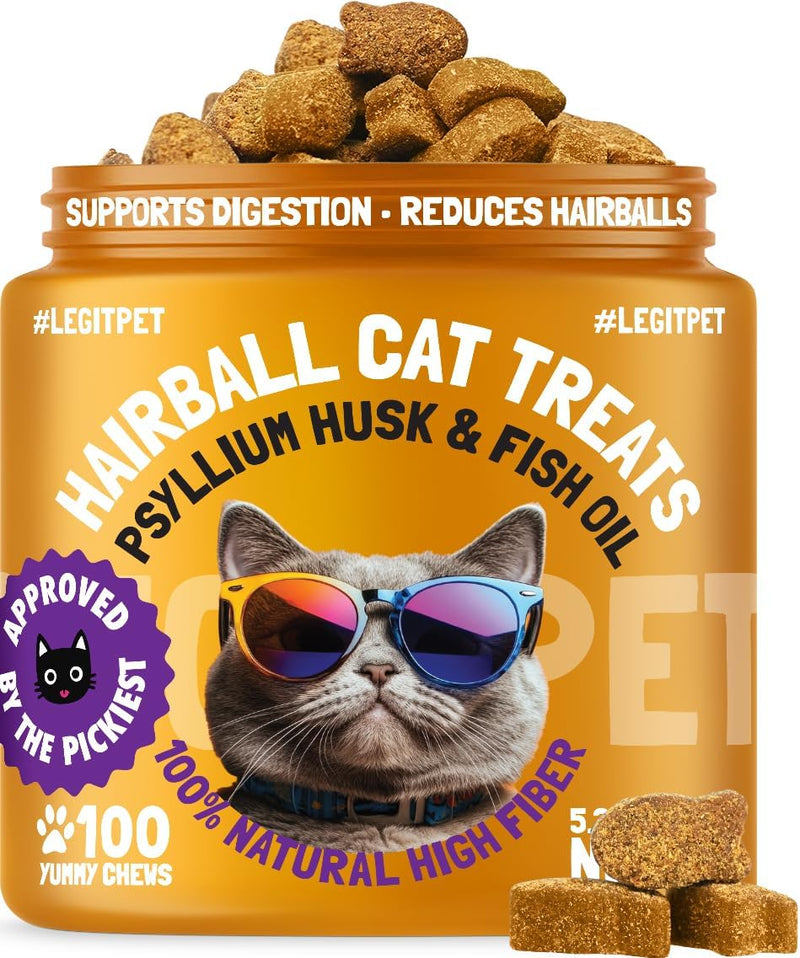 Hairball Treatment for Cats Natural Remedy with Apple Pomace, Psyllium Husk Omega 3 6 Fatty Acids Zinc Biotin Cat Supple