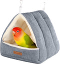 Hoopttay Medium Winter Warm Bird House and Bird Bed for Cage with Soft Plush Hanging Hammock & Hut Tent, Hideaway Sleeping Nest for Budgies, Parakeets, Cockatiels (Grey, M)
