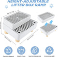 Adjustable 2 Steps Litter Box Ramp, Cat Litter Catcher Mat with Wooden Feet, Filter Function, Litter Box Step for Small & Elderly Cats, Fits Automatic Litter Boxes (Light Grey)