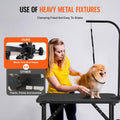 VEVOR Pet Grooming Table, 32 x18 Inch with Height Adjustable Arm, 220LBS Static Weight Capacity, Foldable Dog Groom Station with No-Sit Haunch Holder with Grooming Loop, for Medium and Small Dogs