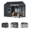 LYBOSH Outdoor Dog Kennel Cover Full Coverage for 8'Dx4'Wx6'H Cages,600d Heavy Duty Waterproof Large Kennel Covers,(Cover Only) Black