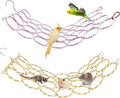 Bird Swing Climbing Rope Net Toys 14" x 24" Parakeet Hemp Rope Perch Swing Ladder Bridge Hanging Hammock Small Animal Activity Toy for Parrot Lovebirds Hamster Mice Rat Ferret (Random Color)(2 Pcs)