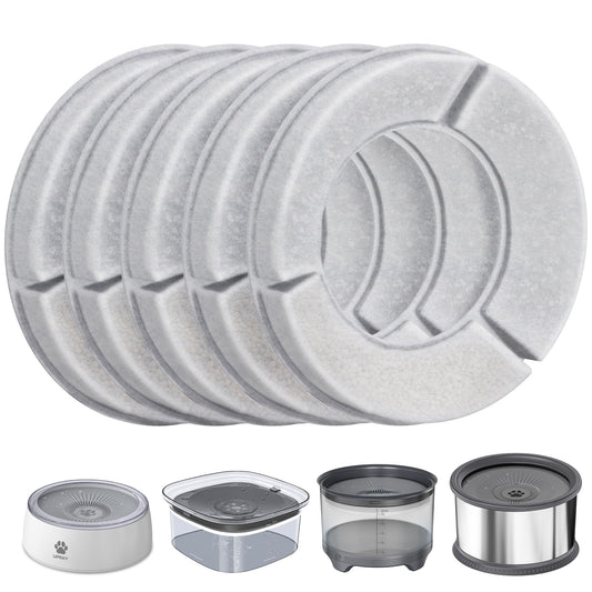 UPSKY 5PCS Replacement Filters for 2.5L/84oz，3L/101oz, 3.5L/118oz，4L/135oz, 4.5L/152oz，5.5L/186oz and 6.5L/1.6 Gallon Dog Water Bowl