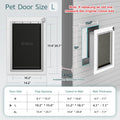 3-Flap Pet Door for Wall Dog Door for Wall Exterior, Large Doggie Door, All-Metal Frame, Metal Closing Panel and Telesco