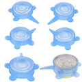 SLSON 6 Pack Pet Food Can Cover Stretchable 1 Fit 3 Universal Size Silicone Can Lids for Dog and Cat Food Can Blue