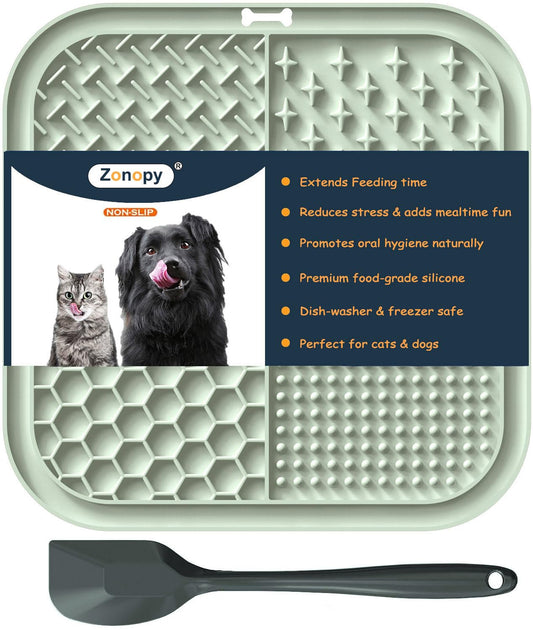 Zonopy Licking Mat for Dogs & Cats with Suction Cups, 1 Pack Square Dog Slow Feeder Lick Pat for Anxiety Relief & Boredom, Dog Toys to Keep Them Busy, Pets Grooming Bathing Training Mat