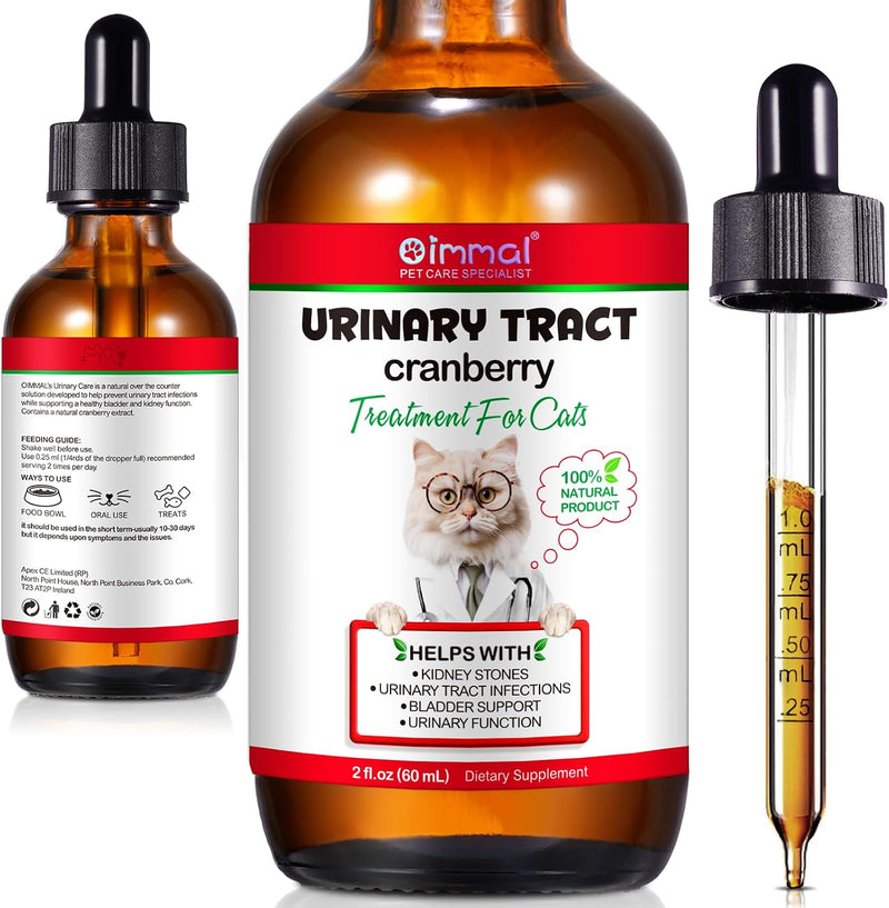 Urinary Tract for Cats, Natural Cat Urinary Tract Drops - Supports Bladder, Kidney Stone & Dog UTI Relief, Cranberry Kid
