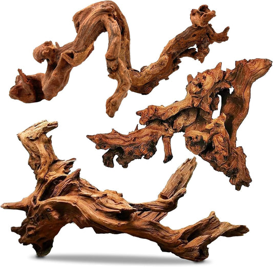 PINVNBY Natural Driftwood for Aquarium Decor Fish Tank Decorations Reptile Decor Driftwood Decor, 3 Pieces 7"-11" Assort