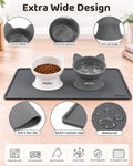 WinTour 2 Pack Elevated Cat Bowls with Food Mat, 15° Tilted Non-Slip Raised