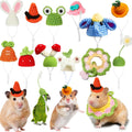 JINGYAN 12Pcs Hamster Hats with Scarf Set - Warm Winter KnittedHat for Hamsters, Bird, Small Animals - Adjustable, Comfortable, CuteAccessories for Pet Costume & Photo Props