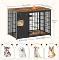 YATINEY Foldable Dog Crate Furniture, Dog Crate with DIY Frame, Heavy Duty Dog Kennel Indoor with Hooks, Wooden Dog Cage