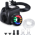 CWKJ Fountain Pump with LED Lights, 220GPH(15W 900L/H) Submersible Water Pump, Durable Outdoor Fountain Water Pump with 