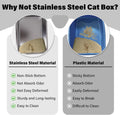 Holintan Stainless Steel Litter Box, 18"x14"x6"(Height) Medium Metal Cat Litter Box Easy Clean, Non Stick Litterbox No Smell for Cats or Kitty, Rabbits